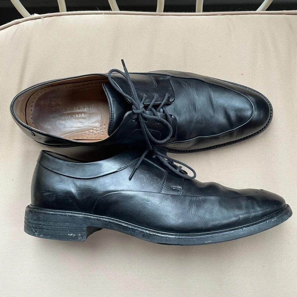 Cole Haan Warren Apron Oxfords Black‎ Leather 10